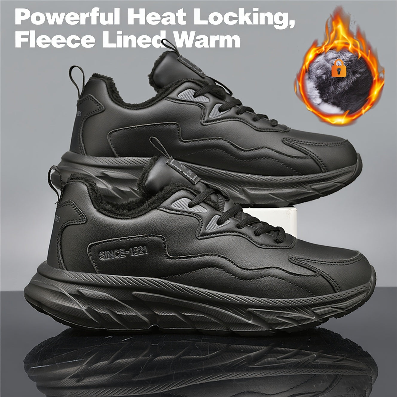 Men's Heavy-Duty Thermal Winter Snow Boots - -like Low-Top Ankle Boots with Lace-Up Closure, Arch & Traction Tread - Warm Outdoor Shoes for Driving, Ice & Snow - All-Terrain Use (Casual/Snow/Slush) - Comfortable & Durable - I