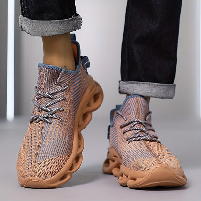 Breathable Knit Sneakers - Summer Height-Boosting Running Shoes | Fashionable & Casual Lace-Up Athletic Footwear for Men and Women | Durable EVA Sole | Perfect for Outdoor Activities | Black, White, Red, Summer Running Shoes|