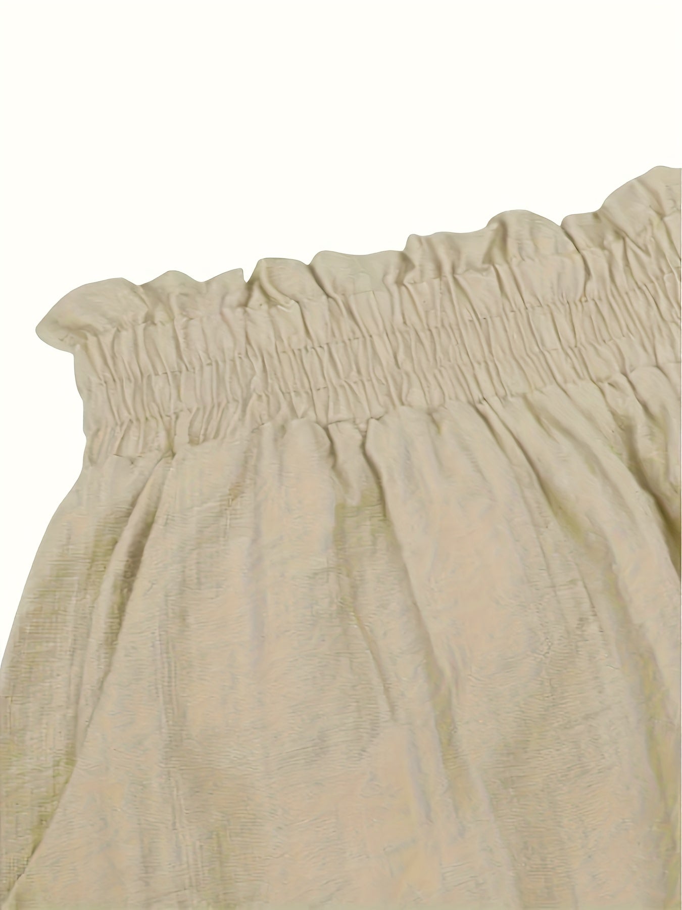 Solid Tassel Hem Loose Shorts, Vacation Paper Bag Waist Summer Shorts, Women's Clothing
