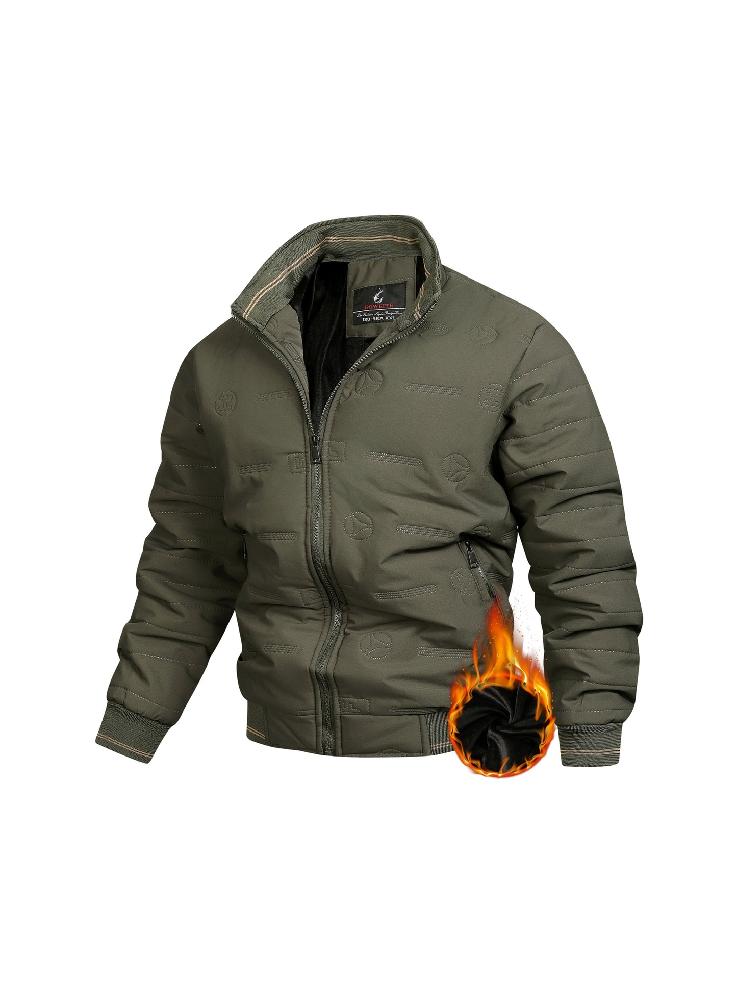 Men's Retro Winter Jacket with Detachable - Stand Collar Coat, Machine Washable Tan/Brown Outer & Black Inner, Golden-Tone Zipper Closure for Cold Weather (No-Stretch Fabric) - Casual & Formal Outerwear, Winter Clothes For Me