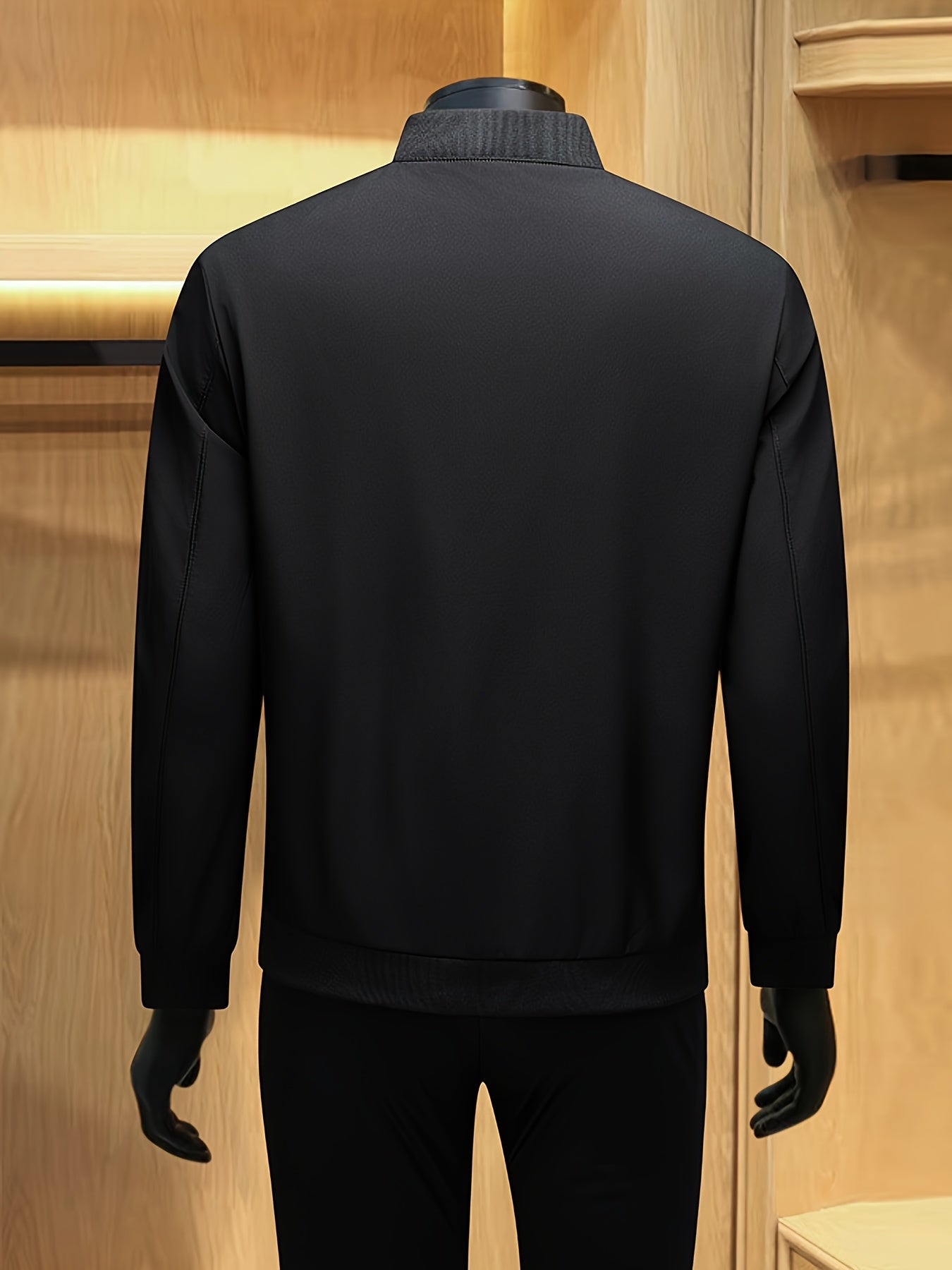 Men's Solid Burgundy (or other colors available) Slim-Fit Full-Length Zip-Up Jacket - Lightweight Business Casual Coat with Full-Length Zipper Closure, White Collar & Full-Length Zip Jacket for Office, Semi-Formal & Semi-Prof