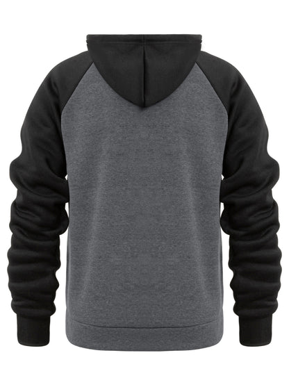 Տղամարդու գունավոր բլոկներով գլխարկով բաճկոն սպորտի և բացօթյա սպորտի համար, նորաձև հանգստի համար