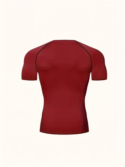 Men'S Quick-Dry Athletic Compression T-Shirt with Serpent Head Logo - Short Sleeve, High Stretch, Breathable Fabric for Running  Workout, Blue