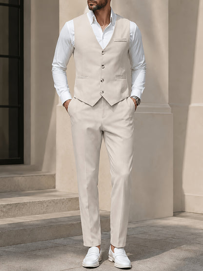 Men's Casual Business Vest Suit Set - Polyester, Sleeveless