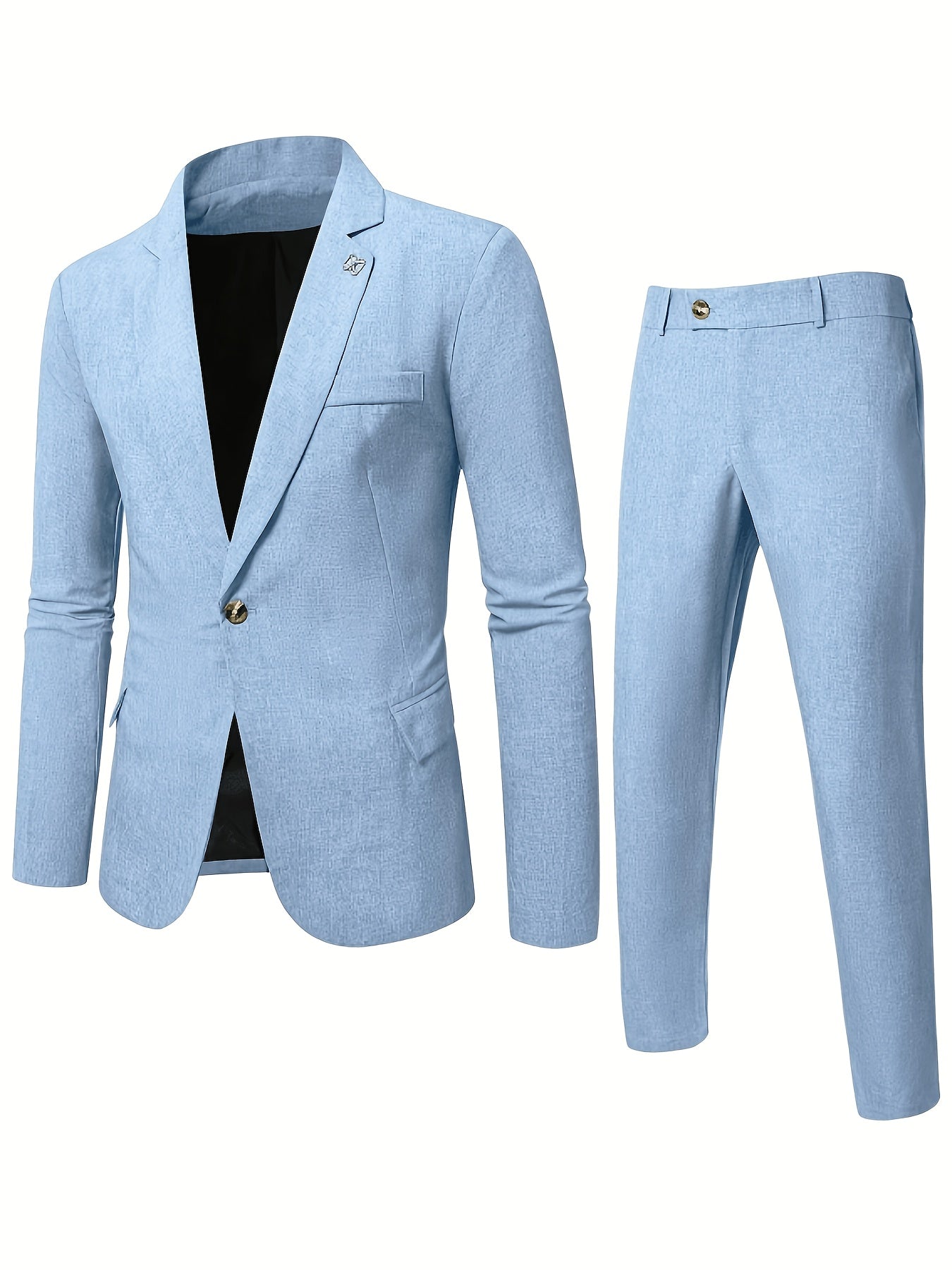Men's Casual Light Business Suit Set - Polyester Workwear