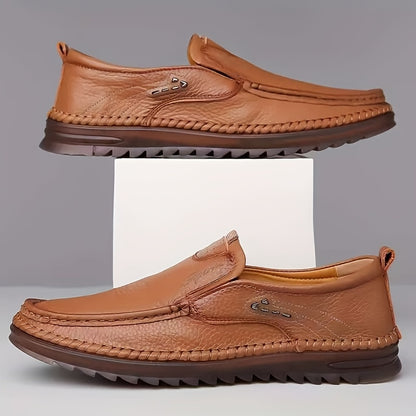Handcrafted Men's Casual Cowhide Shoes with Soft PU Soles