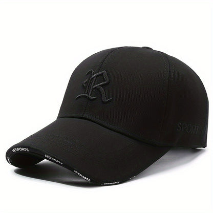 1pc 3D Embroidered Letter Baseball Cap, Soft Polyester Sports Hat, Hand Washable, Adjustable, Breathable, UV Protection, Unisex for Cycling, Golf, Outdoor Activities - Ideal for Holidays