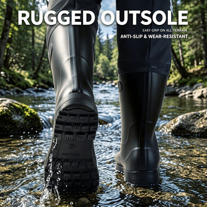 Men's Over-the-Knee PVC Rain Boots with Drawstring Cuff