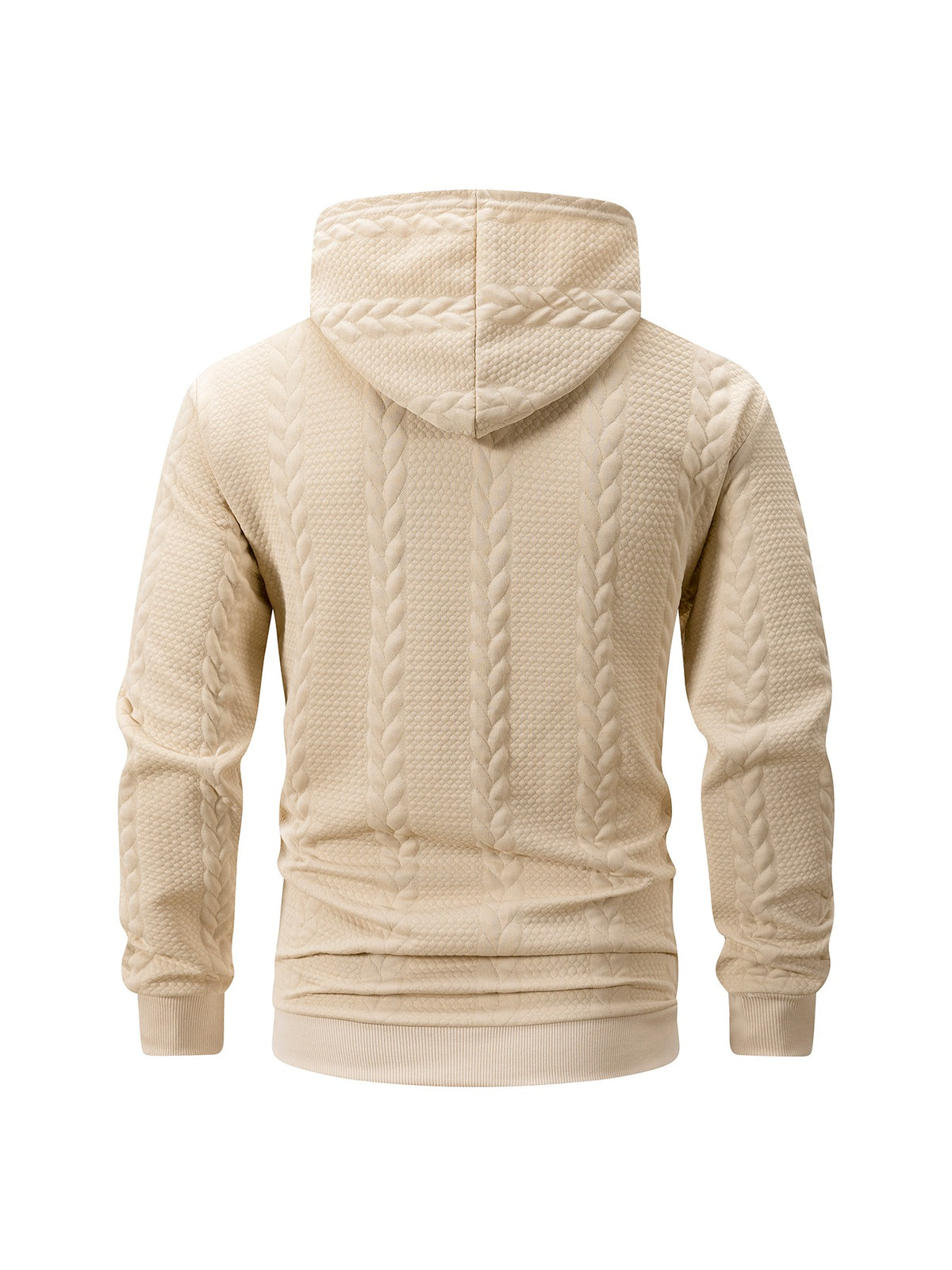 Men's Autumn Winter Hooded Textured Fleece Jacket with Zipper