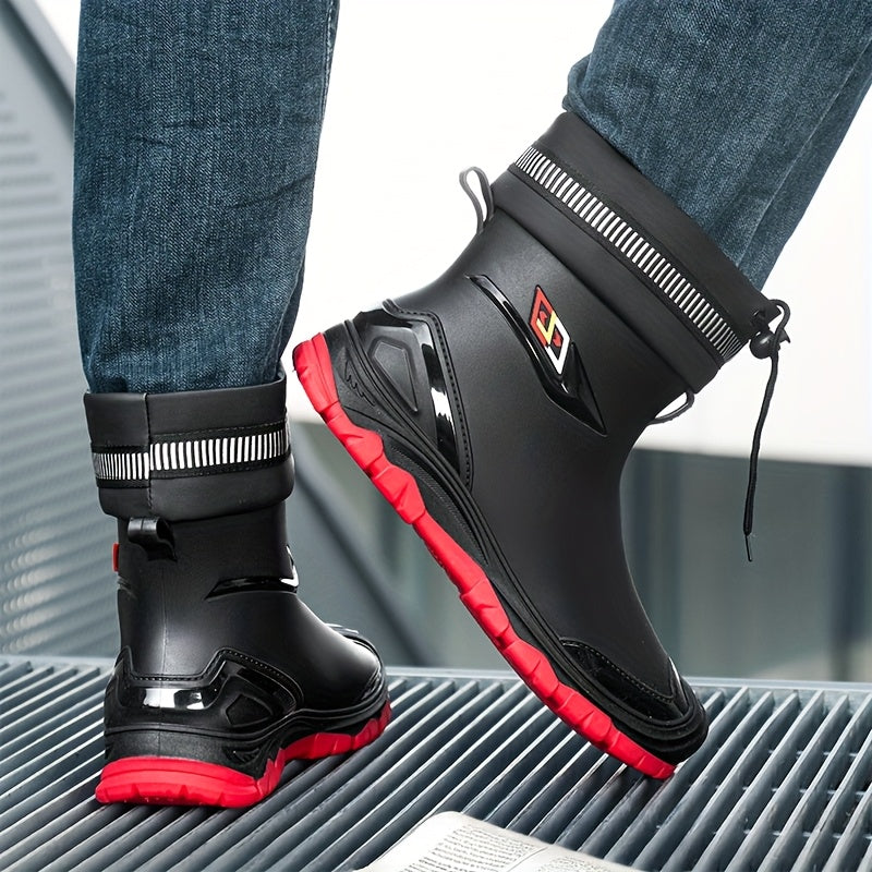 Men's Lightweight Waterproof PVC Rain Boots for Outdoor Use