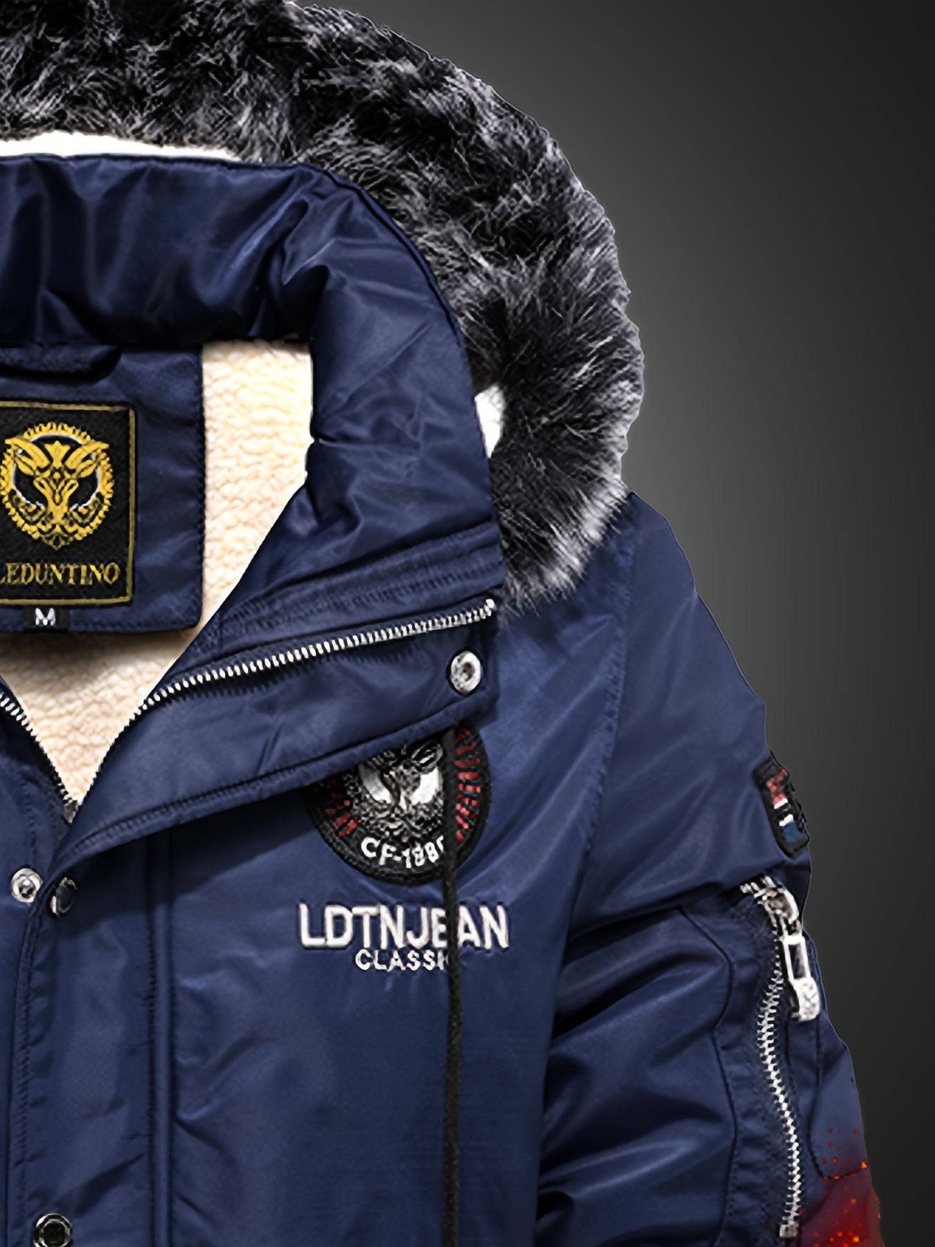 Men's Heavyweight Arctic Winter Jacket - -210gsm Windproof Coat with Full-Zip Closure, Hooded Insulated Outerwear - Machine Washable Cold Weather Jacket for Skiing, Snowboarding, Camping - Navy Blue, Winter Accessories, Skiin