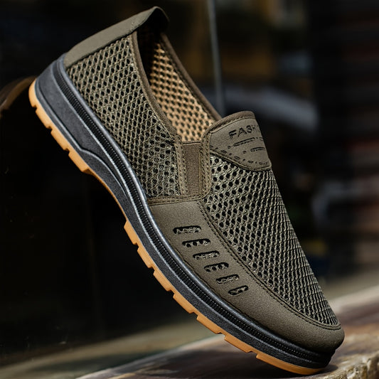 Men's Breathable Mesh Slip-On Sneakers - Non-Slip, Comfortable Casual Shoes with Soft Rubber Sole for All Ages
