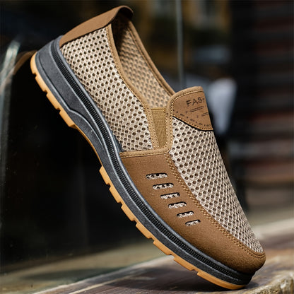 Men's Breathable Mesh Slip-On Sneakers - Non-Slip, Comfortable Casual Shoes with Soft Rubber Sole for All Ages