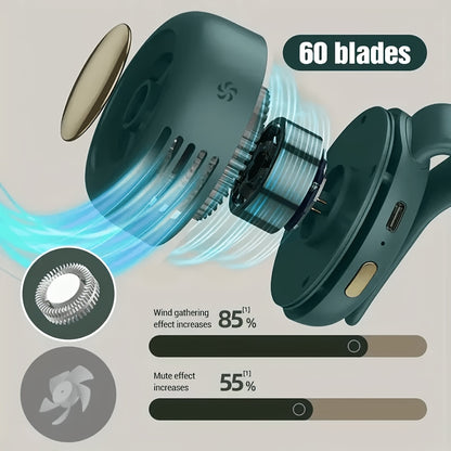 Portable Mini Bladeless Neck Fan with 3-Speed USB Charging