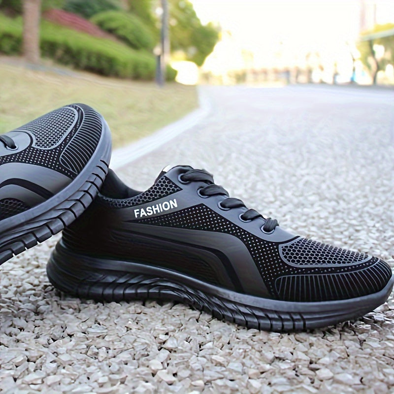Men's Trendy Striped Running Shoes Lace Up Breathable Low Top For Outdoor Walking Jogging Casual Activities All Seasons