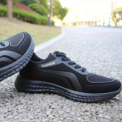 Men's Trendy Striped Running Shoes Lace Up Breathable Low Top For Outdoor Walking Jogging Casual Activities All Seasons