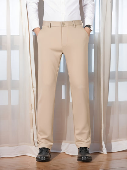 Versatile Men's Straight-Leg Pants - Casual & Business Formal, Stretch Fabric, Perfect for Any Occasion