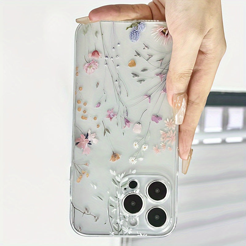 Transparent Shell with Transparent Colorful Flowers TPU Anti-Fall Full Coverage Precision Protective Case for Apple iPhone6/7/8/X/Xs/Xr/Xs Max/11/12/13/14/15/16Pro Max