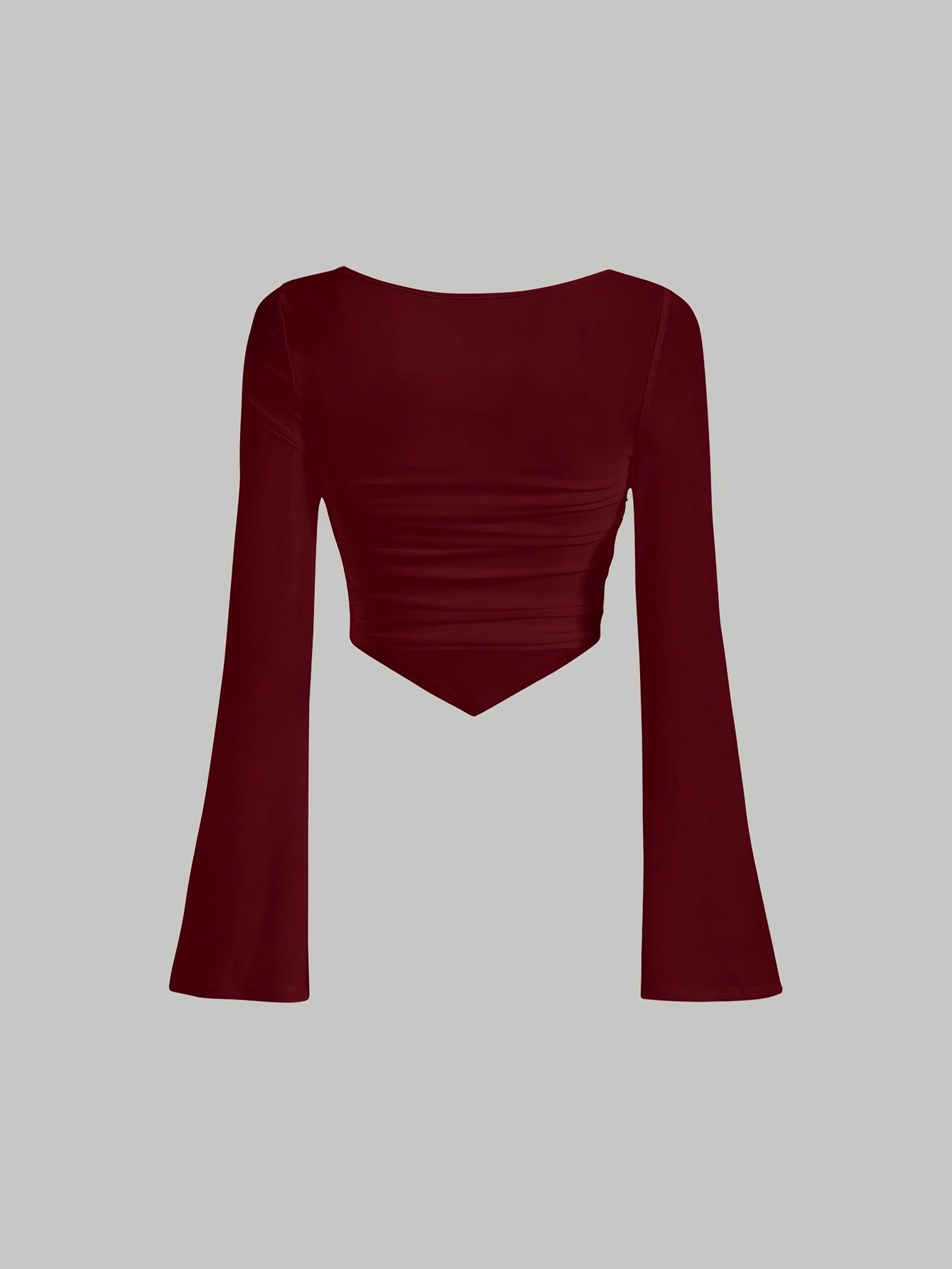 Women'S Elegant Square Neck Solid Color T-Shirt, Polyester Knit Fabric, Short Length, Stretchy Slim Fit, Spring/Fall Fashion Top