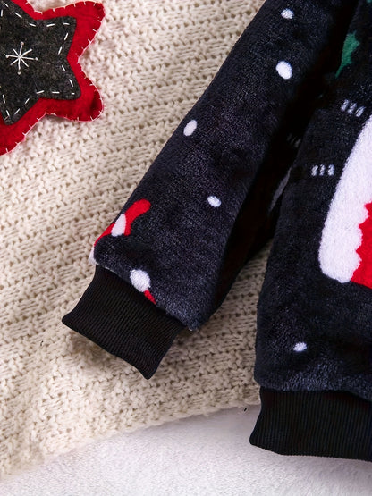 Տղաների համար նախատեսված Սուրբ Ծննդյան նորաձև աշնանային և ձմեռային ֆլանելային կոստյում՝ երիտասարդների համար նախատեսված տաք, նոր, երկու մասից բաղկացած հավաքածու, իդեալական Շնորհակալության օրվա համար