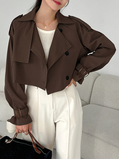 Կանացի էլեգանտ միագույն կարճ քամուց պաշտպանիչ բաճկոն - թեթև, բազմակողմանի վերնազգեստ առօրյա և պաշտոնական հանդերձանքի համար, հեշտ խնամքի համար՝ ձեռքով լվացում/քիմմաքրում, դիմացկուն գործվածք