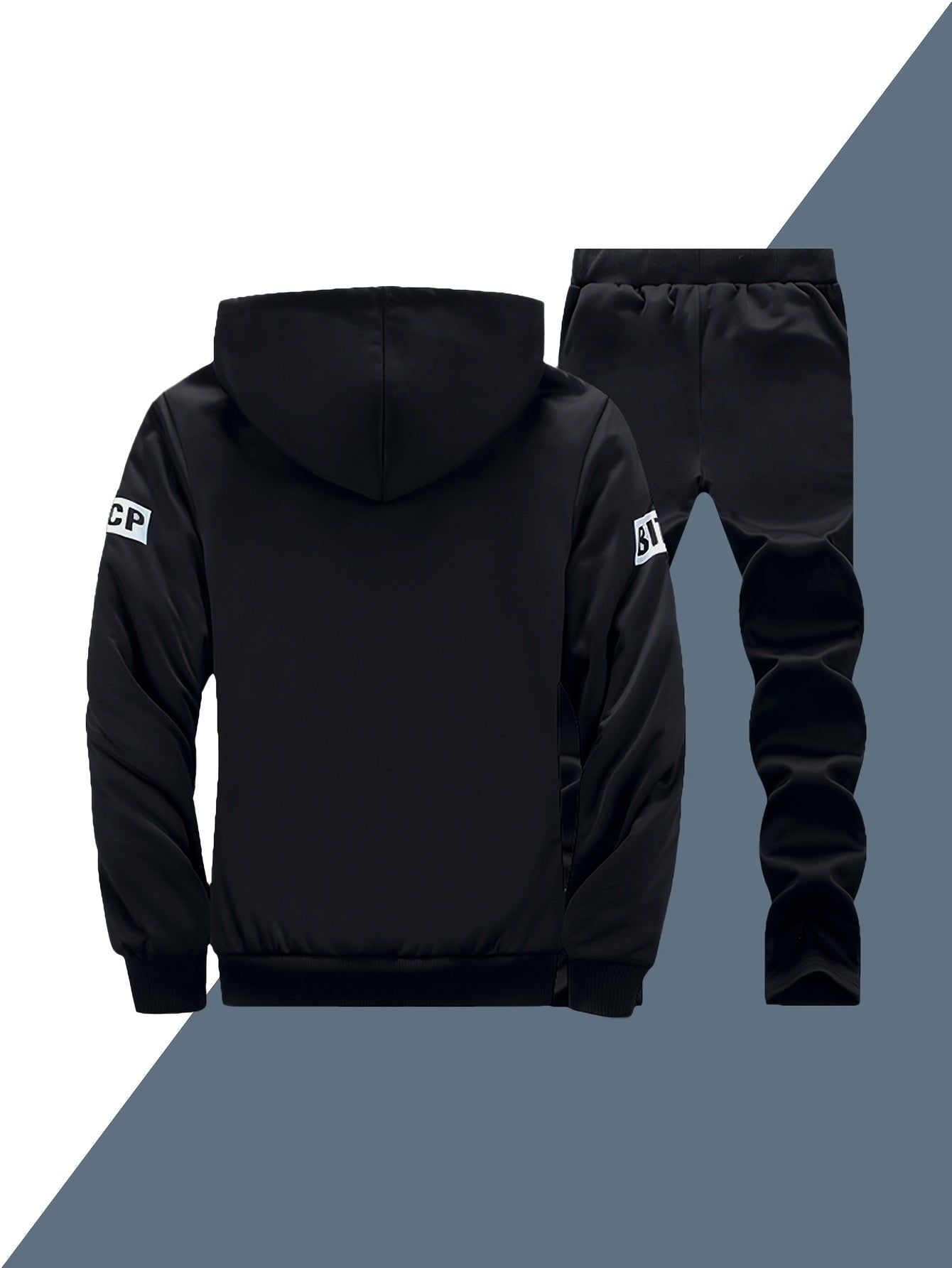 2pcs Men's -Lined Sportswear Set, Thickened Men's Casual Sportswear Set, Men's Sportswear Top and Bottom Set, Hooded Sweatshirt and Casual Sport Pants, -Lined and Thickened, Warm and Cold-Resistant, Suitable for Autumn and Wi - ayq
