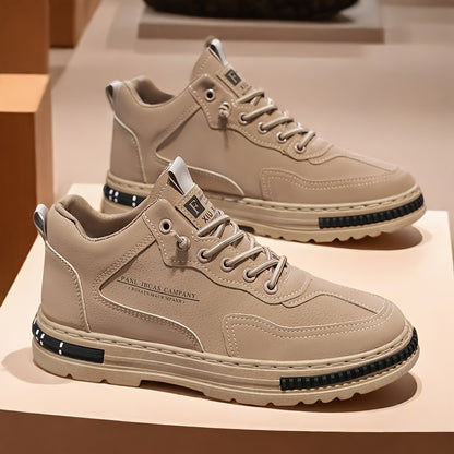 Men's Trendy Mid Top Skate Shoes, Durable Comfy Walking Shoes For Outdoor All Seasons - Traveling Hiking Activities