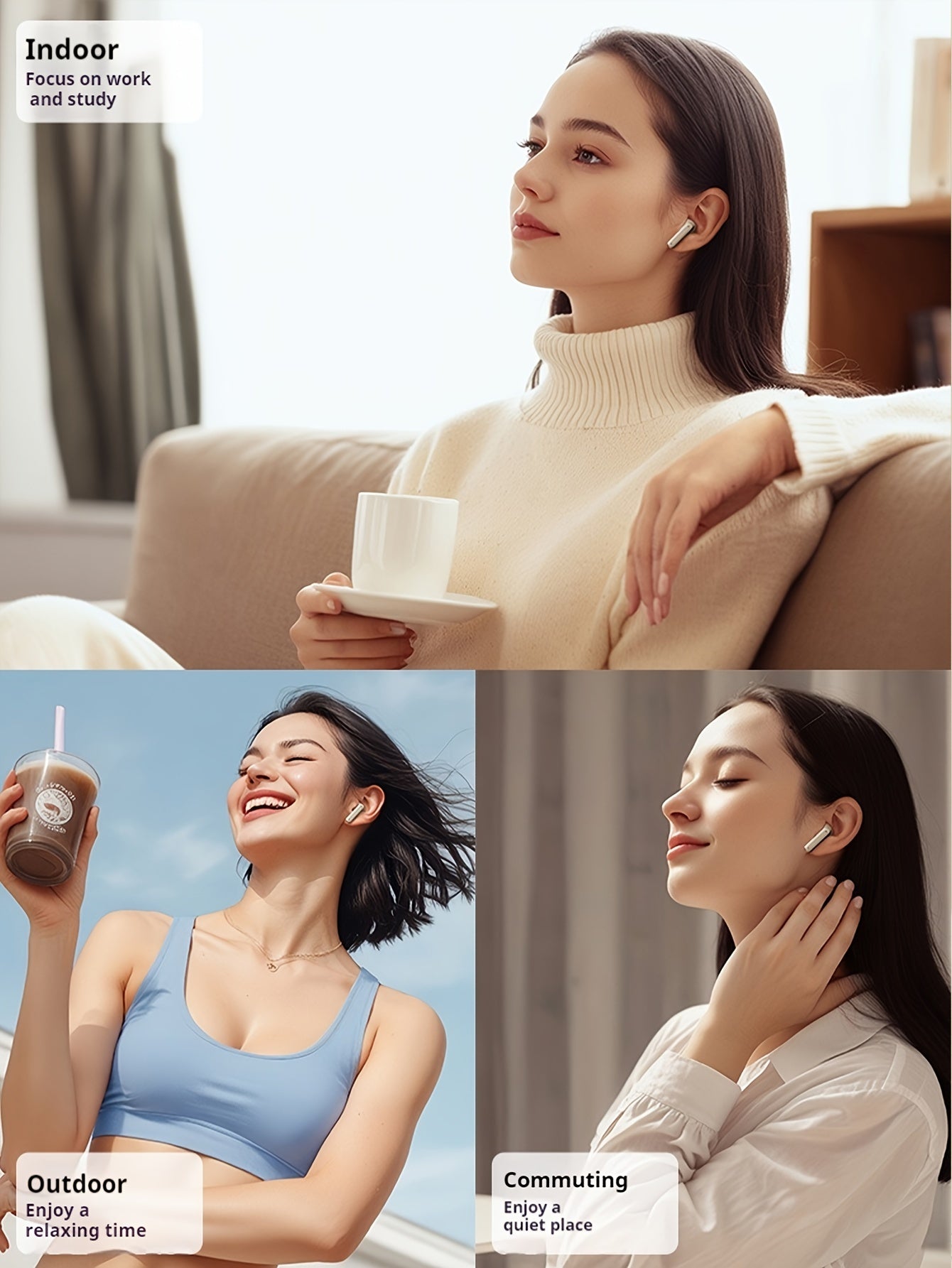 New Design True Wireless Music Semi In-Ear Headphones for Sports, Compact Earbuds Featuring TWS 9D HIFI Stereo Sound, HD Calling, And Dolby Stereo. Compatible with Android And Iphone for Music And Phone Calls.