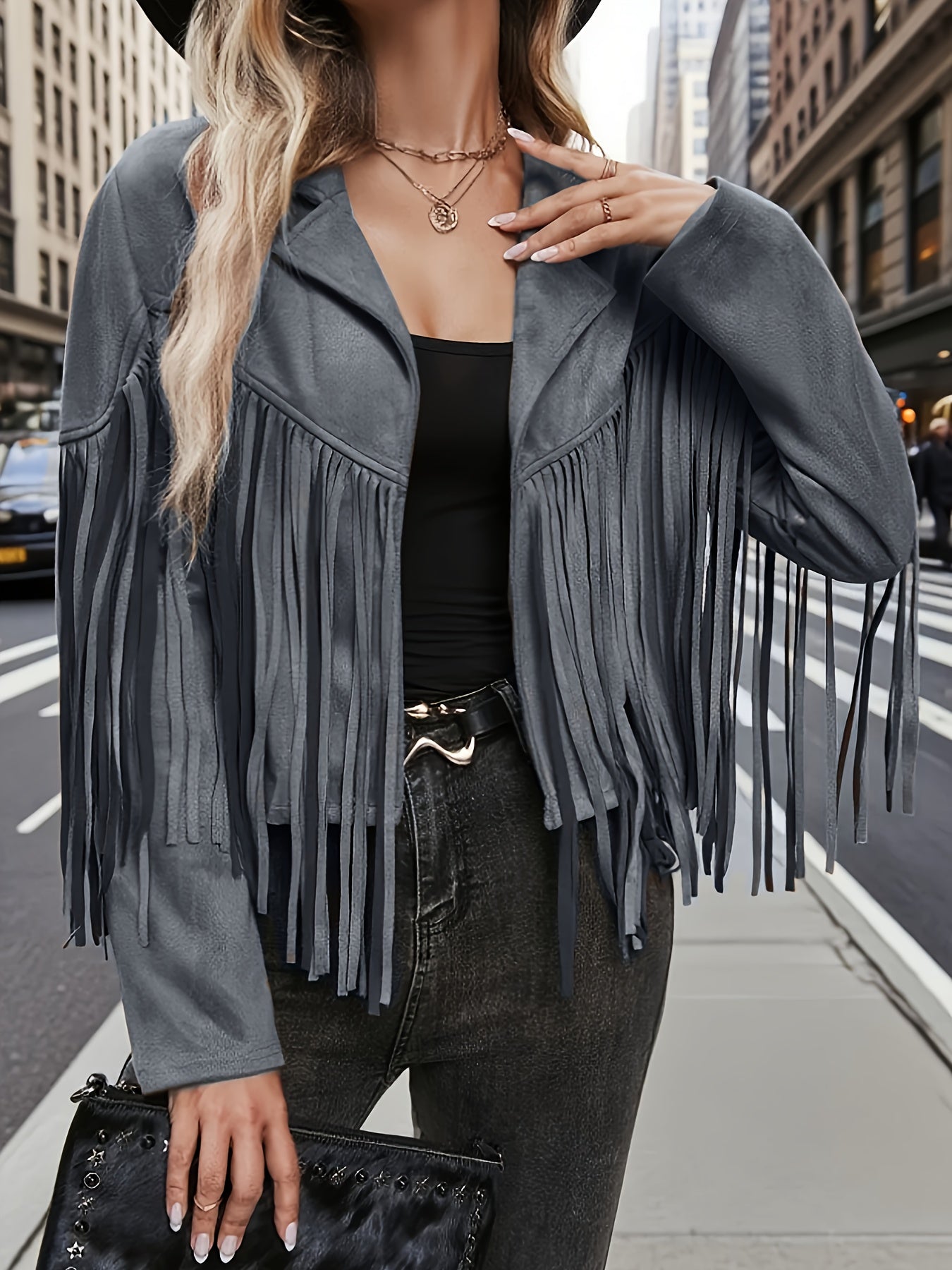 Plus Size, Women's Plus Size Elegant Long Jacket Coat - Soft Formal Lapel collar, All-Season Chic Outerwear for Office, Party, Everyday - Plus Friendly Elegant Jacket for Women, Party Attire, Suedelike Texture, Fuzzy Textured