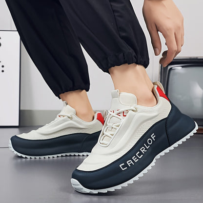 Men's Casual Lace-Up Basketball Shoes, Classic White and Blue Contrast Sneakers, Offering a Breathable, Lightweight, and Comfortable Feel with Shock Absorption and Wear Resistance. Suitable for All-season Casual and Daily Spo - ayq