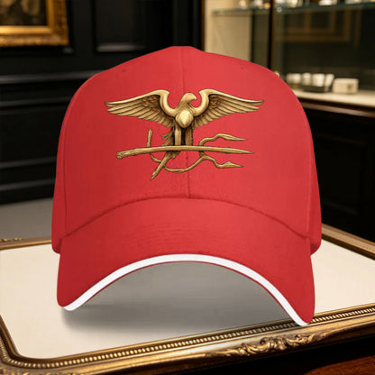 Adjustable Eagle Trident Print Sports Cap for Men – Lightweight Polyes
