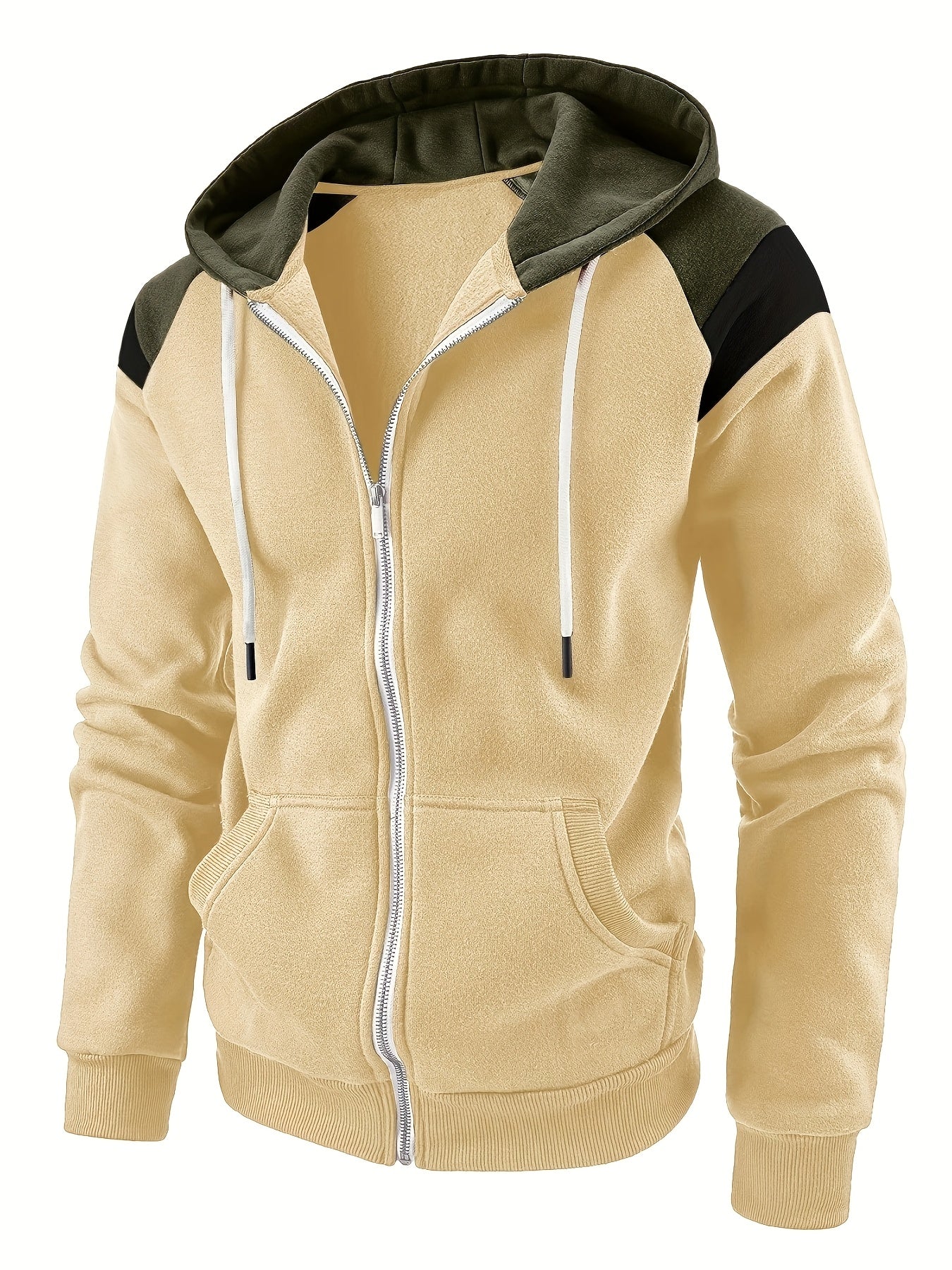 Men's Zip-Up Hoodie Jacket - Full-Zip Front Closure, Zipper Cardigan, Long Sleeve Pullover for Gym, Office, Everyday - Lightweight Warmth in Burgundy/Black/ Colors Available - Easy-Care Zippered Casual Outerwear, Hoodie Zip U