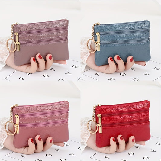 A Multi-Layered Circular Zippered Solid Color Small Wallet, Portable Coin Purse, And Compact Card Holder. A Gift for Friendship, Birthday, Sisters, Or Mother'S Day.