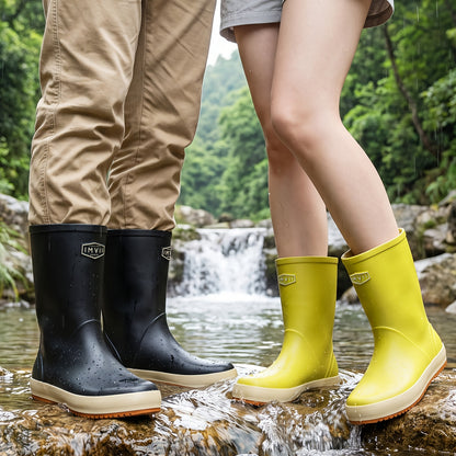 Men's Waterproof Mid-Calf Non-Slip Rain and Work Boots