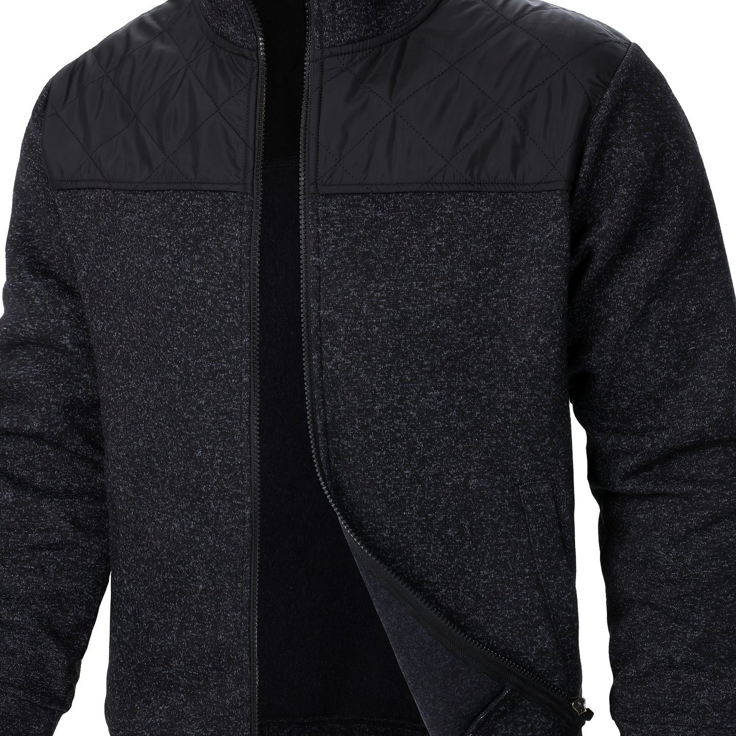Men's Blocking Quilted Jacket For Spring And Autumn, Casual Stylish Outdoor Stand Collar Coat As Gift