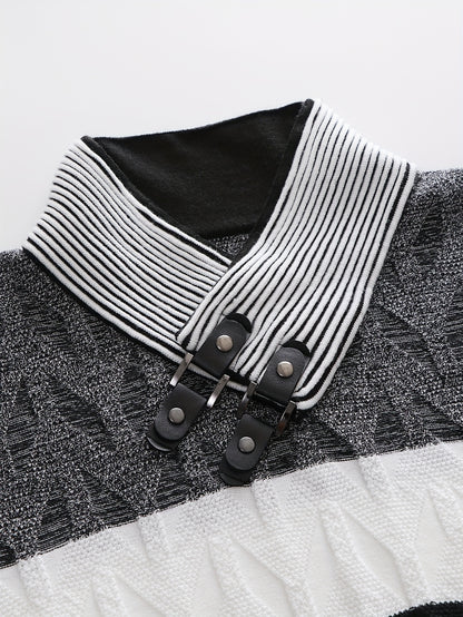 Men'S Fashion Knit Pullover with a Collar for Warmth