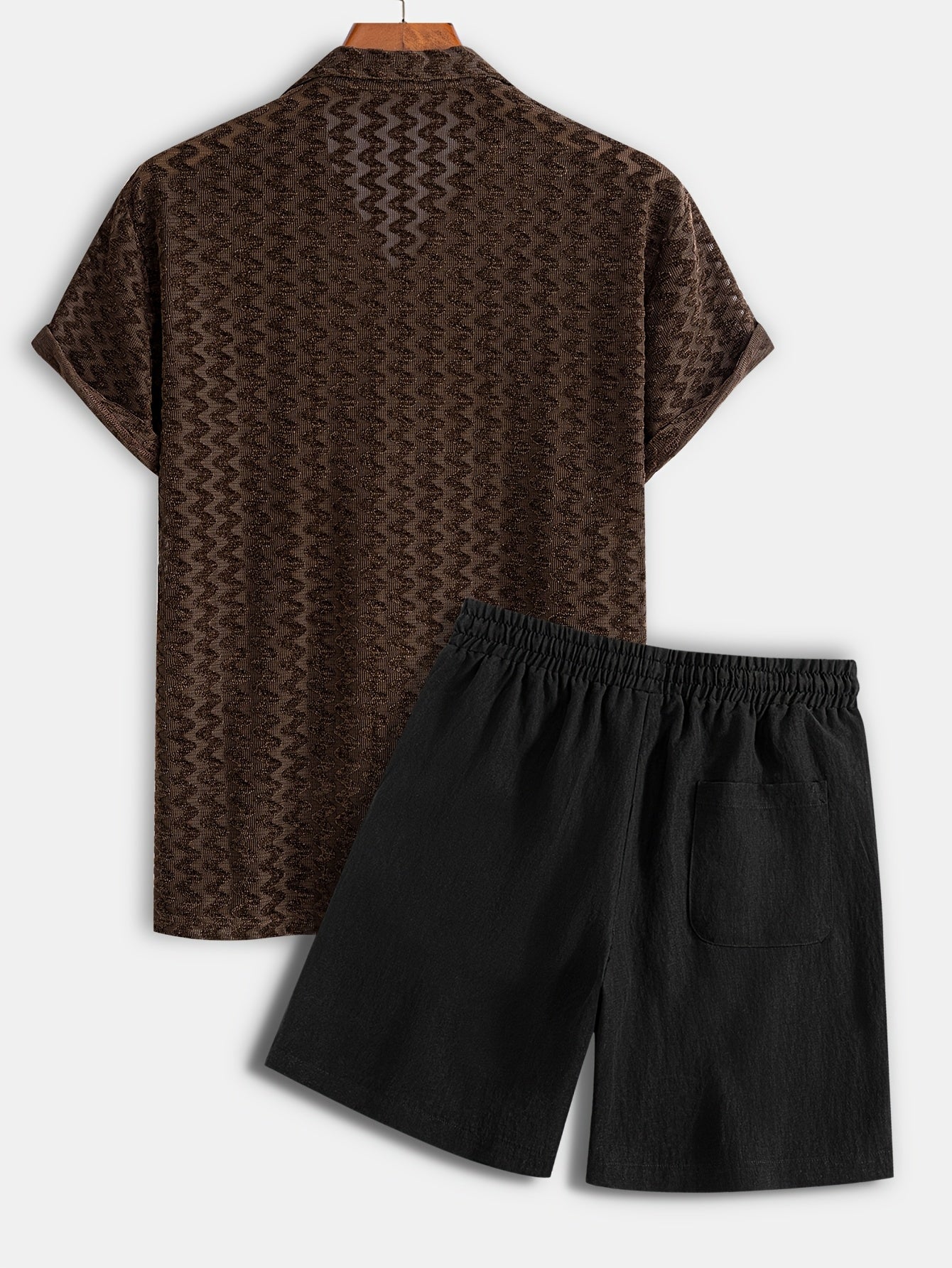Men's Stretch Jacquard Short Sleeve Shirt & Shorts Set