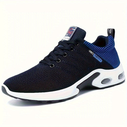 Men'S Breathable Mesh Air Cushion Sneakers - Durable Lace-Up Running Shoes with PVC Sole, Fabric Inner & Upper, for Outdoor Sports and Casual Wear, Low-Top Design, All-Season Comfort, Allseason Running Shoes|Modern Casual Sho