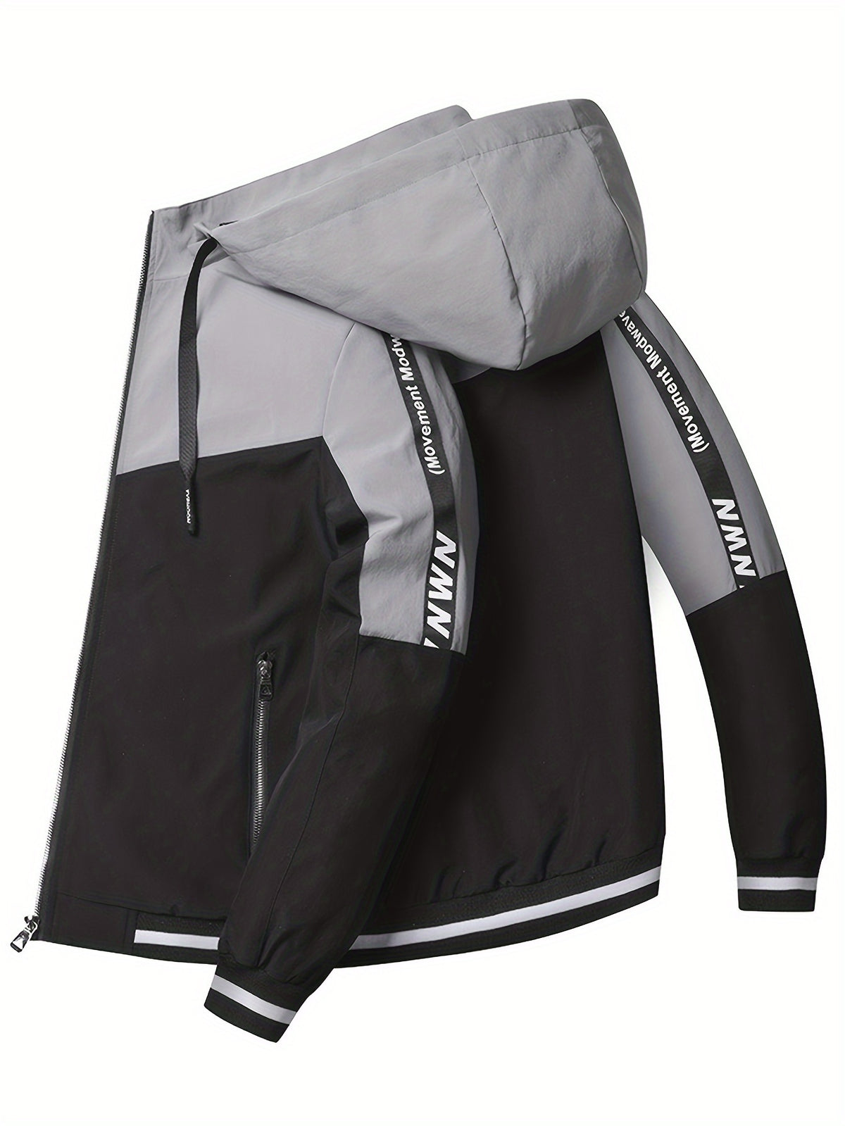 Men's Hooded Color-Block Jacket - Lightweight Spring/Fall Coat