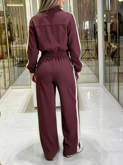 Women's Casual Spring-Fall Set: Cargo Jacket & Long Pants