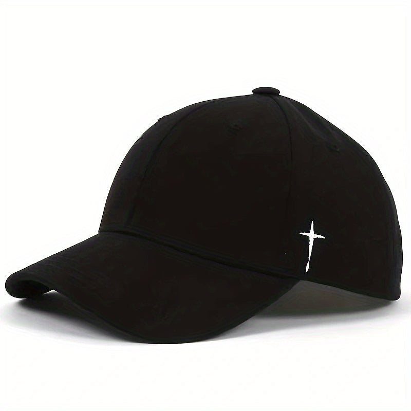 1pc Men's Cross Baseball Cap Adjustable Casual Style Hat For Spring/Fall/Summer, Ideal Choice For Gifts