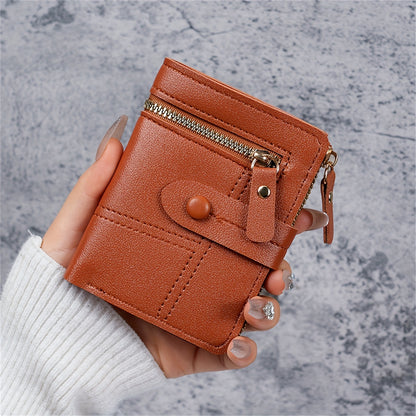 New Women'S Short Two-Fold Coin Purse for Storing Bank Cards, Credit Cards, And Multiple Card Slots with a Zipper Wallet.