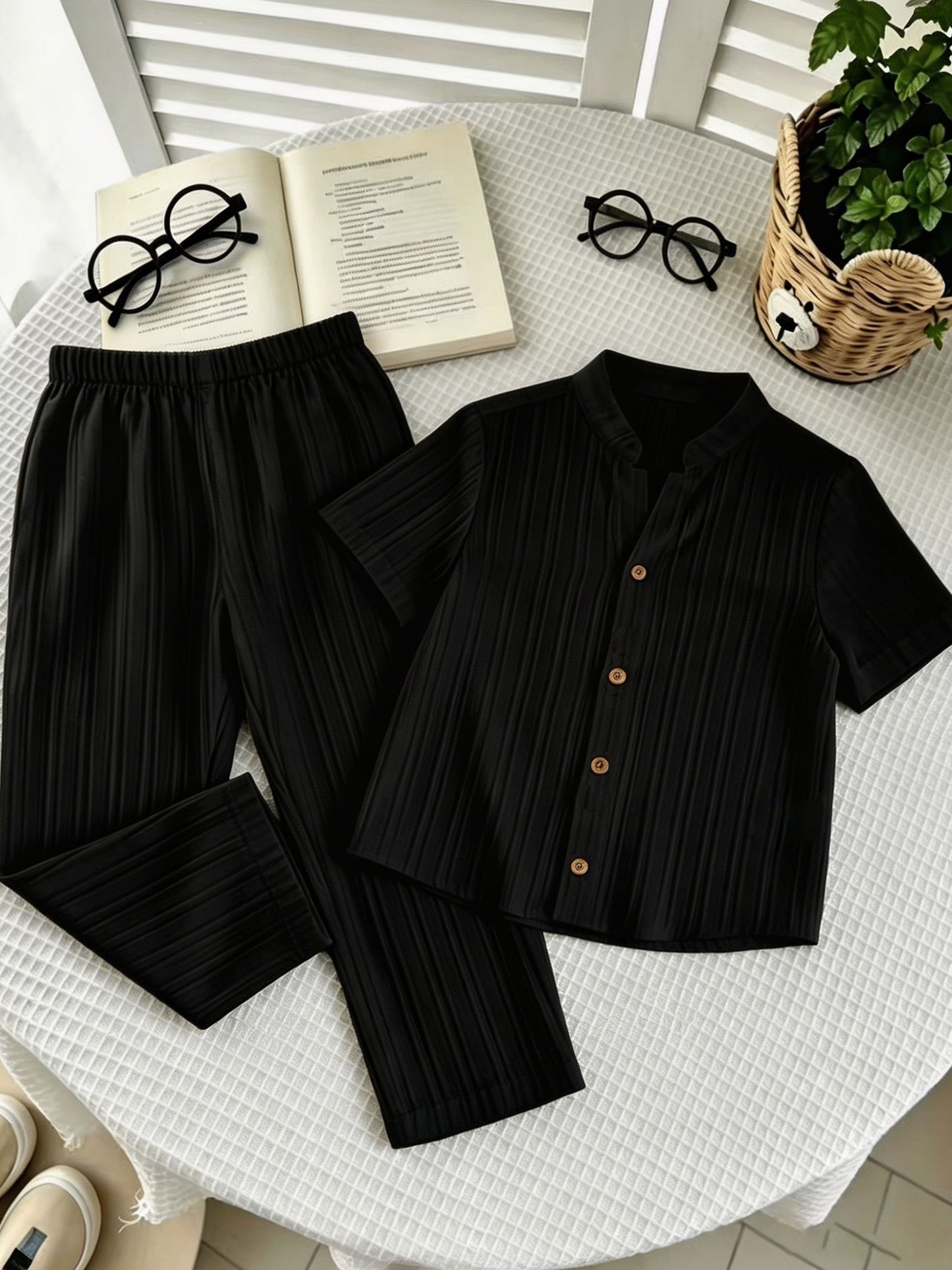 Boys' Vintage Chinese-Style Summer Set with Breathable Fabric