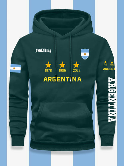 Men's Argentina Flag Hoodie - Casual Loose Fit Pullover