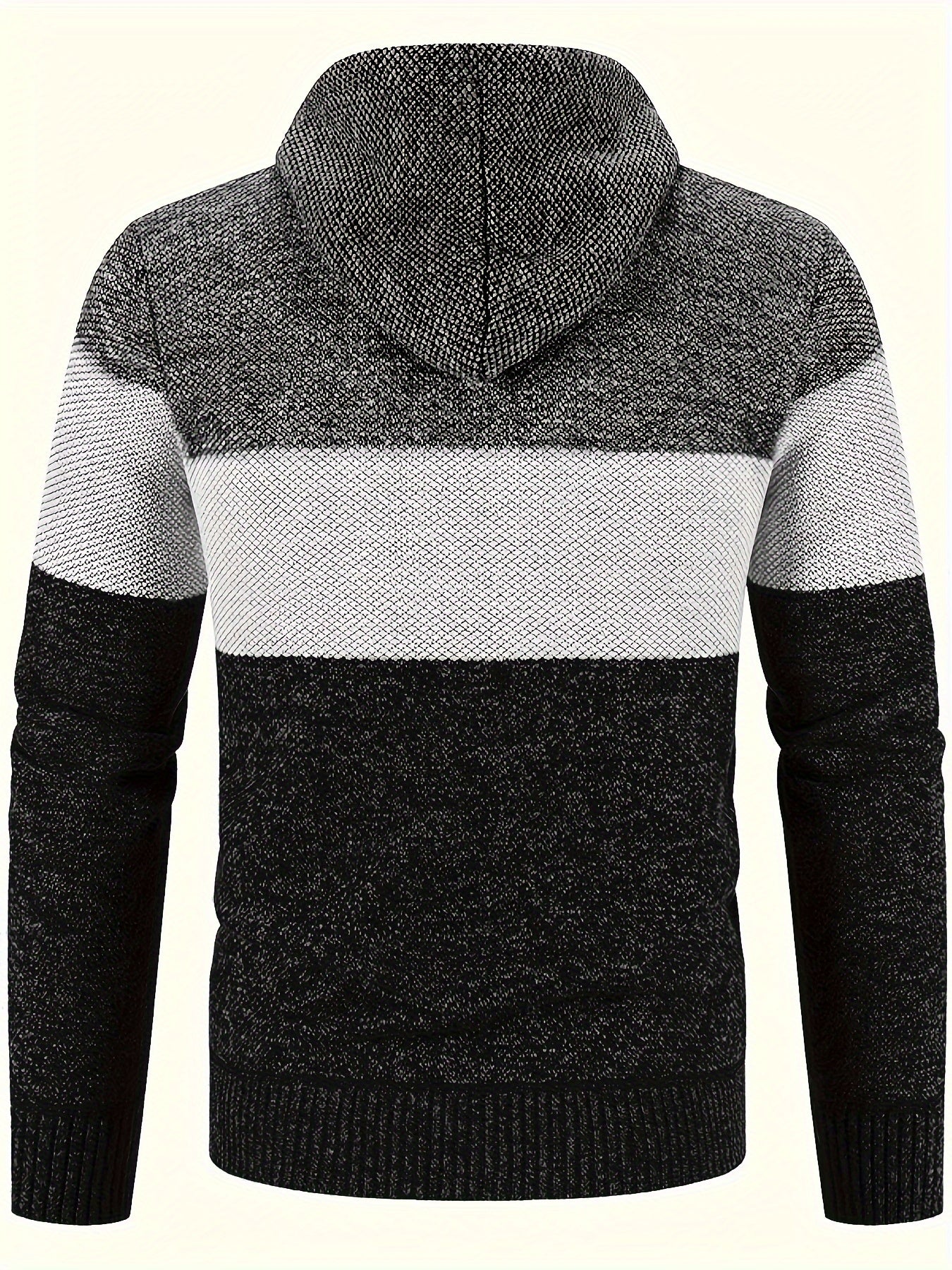 Men'S Fleece-Lined Hooded Sweater | 100% Polyester Knit | Mature Style | Striped Pattern | Long Sleeve | Regular Fit Hoodie with Medium Stretch Fabric | Casual Autumn & Winter Outerwear