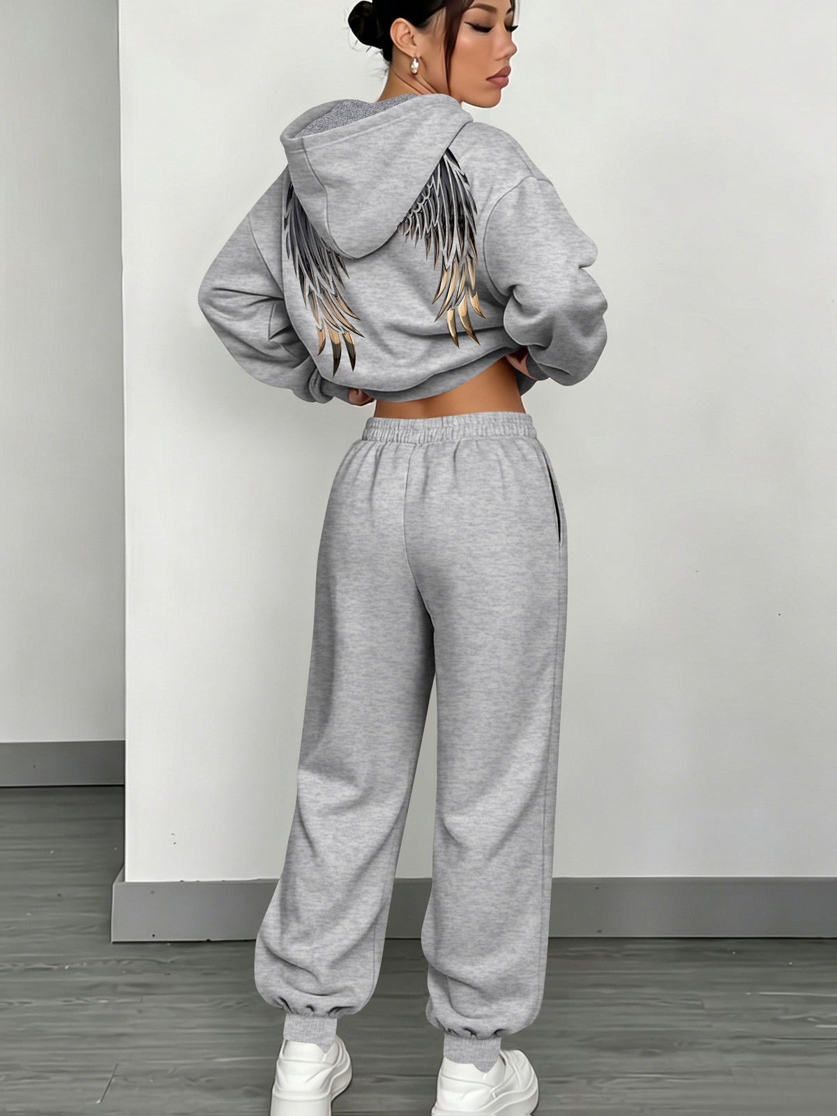 Women’s Fall Winter Casual Loose Hooded Sweatshirt & Pants Set - ayq