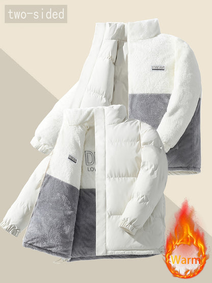 Men'S Heavy-Duty Winter Jacket - Thick Insulated Coat with Full-Zip Closure, Double-Sided Wearing, Stand Collar, Non-Stretch Fabric - Cold Weather Outerwear for Men