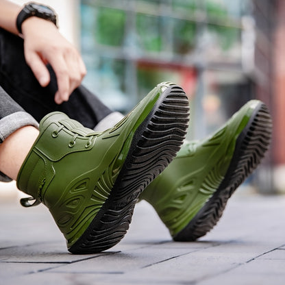 Unisex Short Rubber Rain Boots - Lightweight All-Season Wear