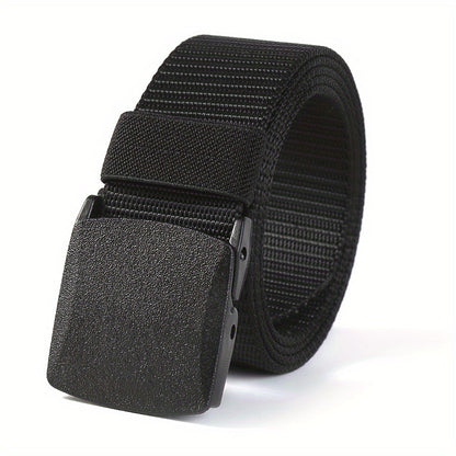 Nylon Belt with Smooth Buckle - Hypoallergenic, Casual Style for Men & Women, Perfect for Jeans & Outdoor Wear
