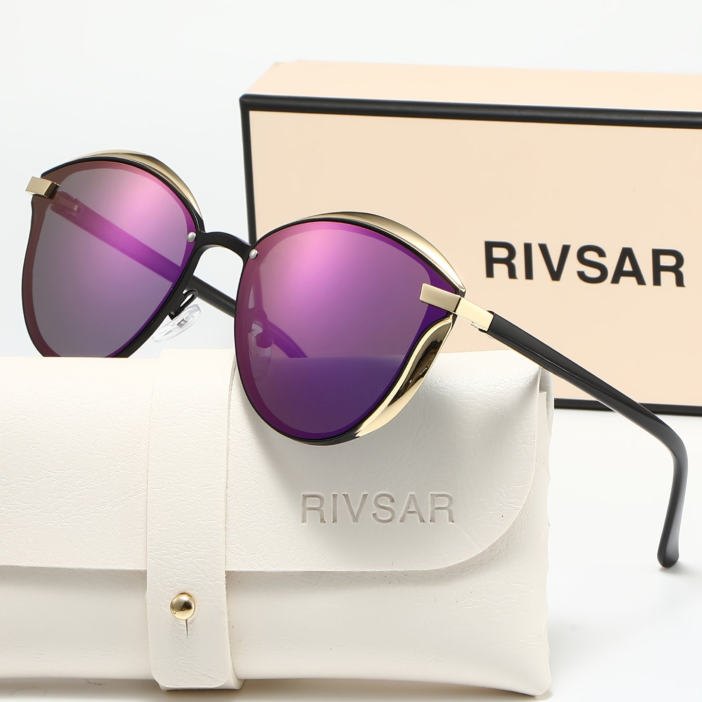 Unisex Cat Eye Polarized Sunglasses Lightweight Metal Frame